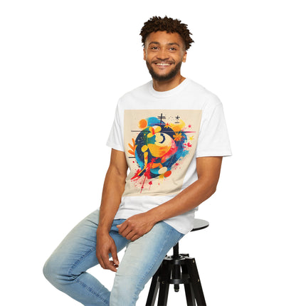 Japanese Art Unisex Garment-Dyed T-Shirt "Secret Garden Harmony" | Tranquil Japanese Abstract Art Tee