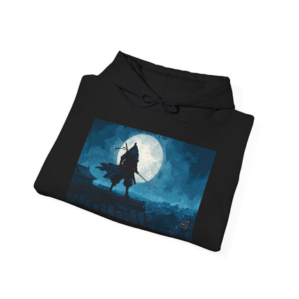Ninja Unisex Heavy Blend™ Hooded Sweatshirt "Silent Moon Ninja" | Streetwear Hoodie with Japanese Art