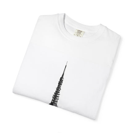 Tokyo Unisex Garment-Dyed T-shirt "Signal" | Minimalist Tokyo Tower Monochrome Tee