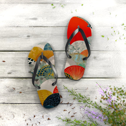 Japanese Pattern Flip Flops "Japan Hearts" | Traditional Aesthetic with Everyday Ease