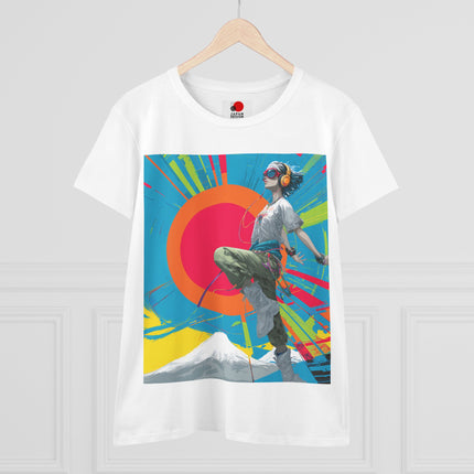Women's Cotton Tee "Sun Girl" | Colorful Japanese Techno-Pop Art Shirt