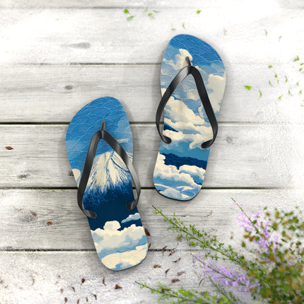 Japanese Pattern Flip Flops "Mt. Fuji in the Clouds" | Japanese-Inspired Rubber Sandals