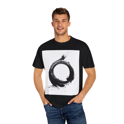 Zen Unisex Garment-Dyed T-shirt "Circle – Ensō" | Sumi-e × Zen × Monochrome Tee