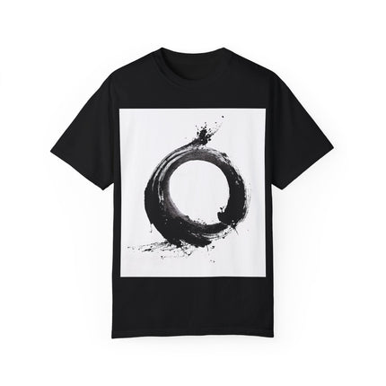 Zen Unisex Garment-Dyed T-shirt "Circle – Ensō" | Sumi-e × Zen × Monochrome Tee