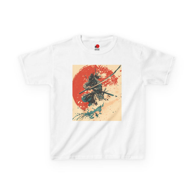 Samurai Kids Heavy Cotton™ Tee "ZAN" | Ink-Splashed Warrior Tee for Brave Young Souls