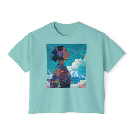 Mt.Fuji Women's Boxy Tee "Sky Listening in Vibrant Silence" | Japanese Lo-Fi Artwear