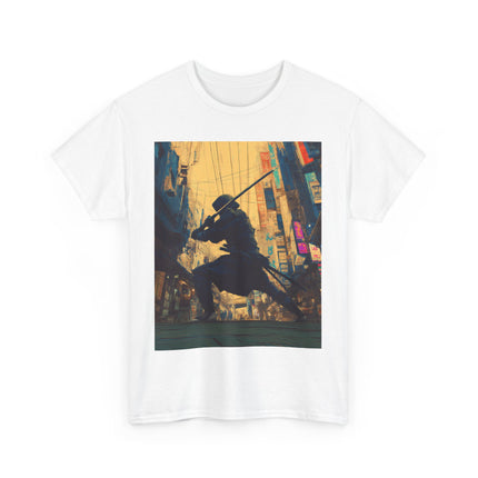 Ninja Unisex Heavy Cotton Tee "Urban Blade" | Japanese Ninja Cyberpunk T-shirt