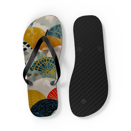 Japanese Pattern Flip Flops "Japan Hearts" | Traditional Aesthetic with Everyday Ease