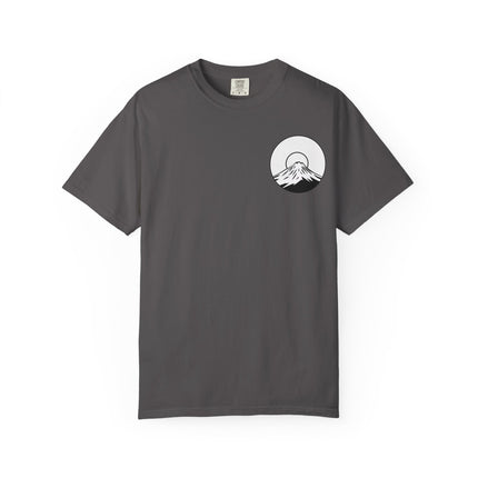 Mt. Fuji Unisex Garment-Dyed T-shirt "RAIKOU" | Sunrise Minimal Logo Tee from Japan