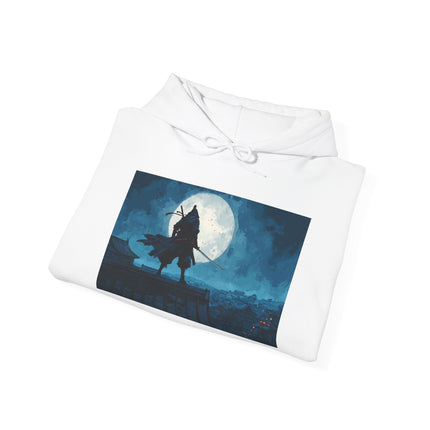 Ninja Unisex Heavy Blend™ Hooded Sweatshirt "Silent Moon Ninja" | Streetwear Hoodie with Japanese Art