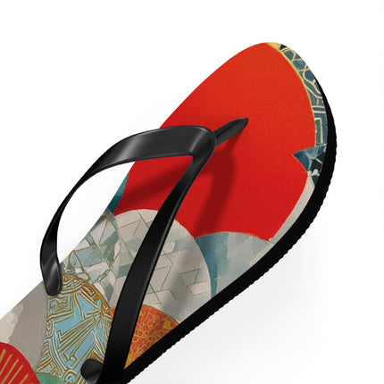 Japanese Pattern Flip Flops "Japan Hearts" | Traditional Aesthetic with Everyday Ease
