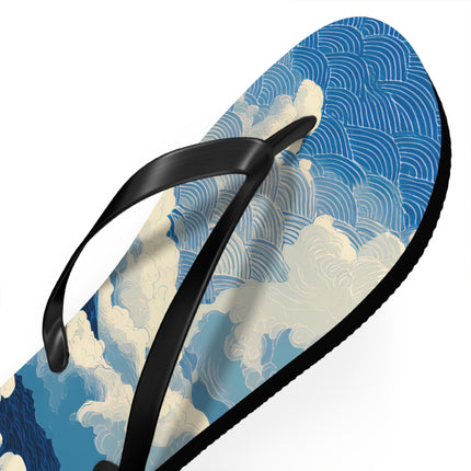 Japanese Pattern Flip Flops "Mt. Fuji in the Clouds" | Japanese-Inspired Rubber Sandals