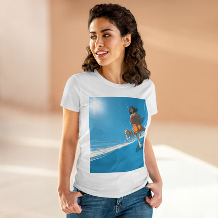 Women's Cotton Tee "Cat & Girl" | Japanese Anime Style Summer Graphic Shirt