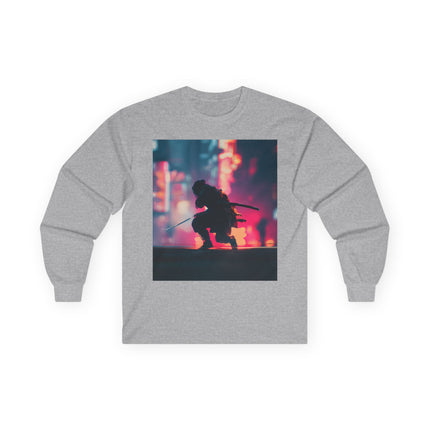 Ninja Unisex Ultra Cotton Long Sleeve Tee "Neon Stealth" | Japanese Cyber Ninja Long Sleeve Shirt