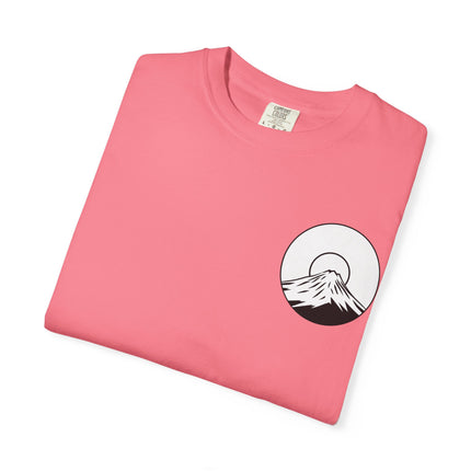 Mt. Fuji Unisex Garment-Dyed T-shirt "RAIKOU" | Sunrise Minimal Logo Tee from Japan