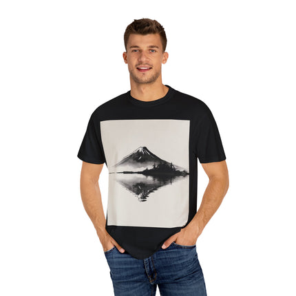 Zen Unisex Garment-Dyed T-shirt "Mt. Fuji View" | Sumi-e × Zen × Monochrome Tee
