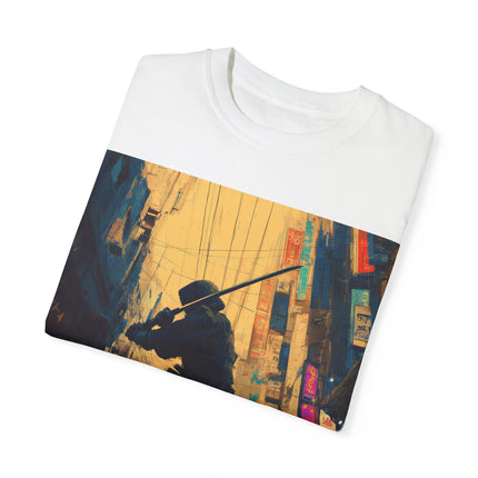 Ninja Unisex Garment-Dyed T-shirt "Urban Blade" | Vintage Japanese Cyber Ninja Tee