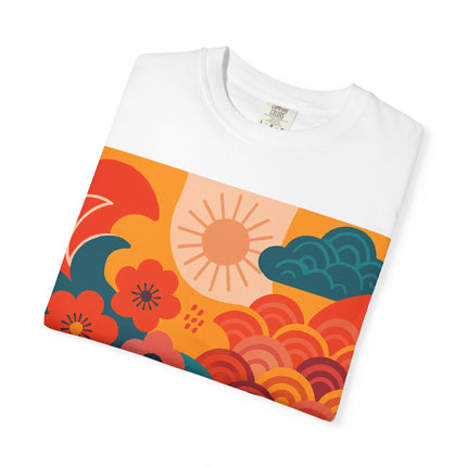 Japanese Art Unisex Garment-Dyed T-Shirt "Tokyo Brights" | Lively Japanese Abstract Art Tee