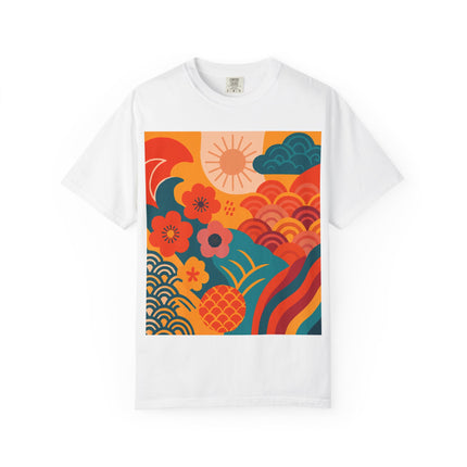 Japanese Art Unisex Garment-Dyed T-Shirt | Lively Japanese Abstract Art Tee