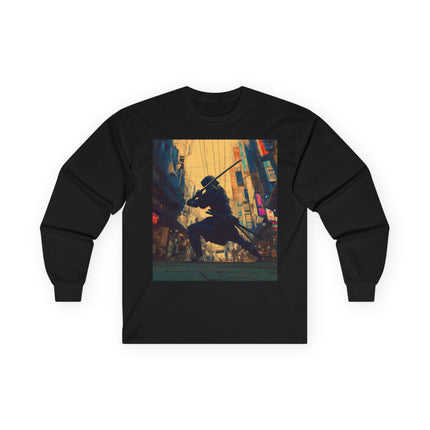 Ninja Unisex Ultra Cotton Long Sleeve Tee "Urban Blade" | Japanese Ninja Cyberpunk Graphic Shirt