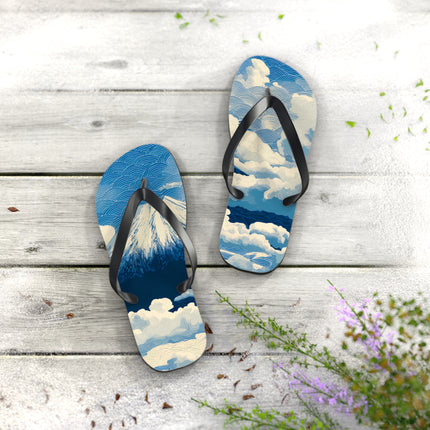 Japanese Pattern Flip Flops "Mt. Fuji in the Clouds" | Japanese-Inspired Rubber Sandals