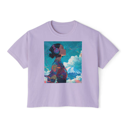 Mt.Fuji Women's Boxy Tee "Sky Listening in Vibrant Silence" | Japanese Lo-Fi Artwear