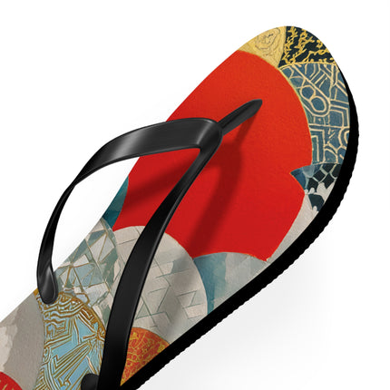 Japanese Pattern Flip Flops "Japan Hearts" | Traditional Aesthetic with Everyday Ease