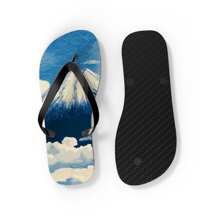 Japanese Pattern Flip Flops "Mt. Fuji in the Clouds" | Japanese-Inspired Rubber Sandals