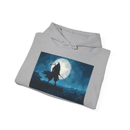 Ninja Unisex Heavy Blend™ Hooded Sweatshirt "Silent Moon Ninja" | Streetwear Hoodie with Japanese Art