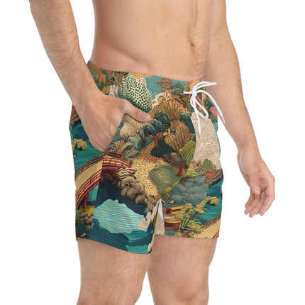 Swim Trunks "Edo Landscape Harmony" | Japanese Art Style Beachwear