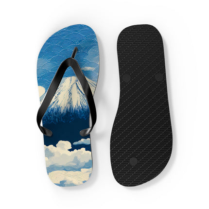 Japanese Pattern Flip Flops "Mt. Fuji in the Clouds" | Japanese-Inspired Rubber Sandals