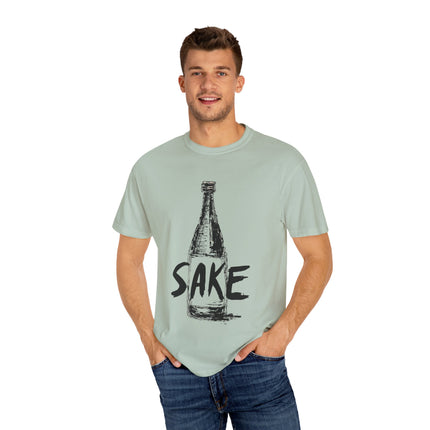 Japanese Sake Unisex Garment-Dyed T-shirt "SAKE LOVER" | Bold Hand-Drawn Bottle Graphic