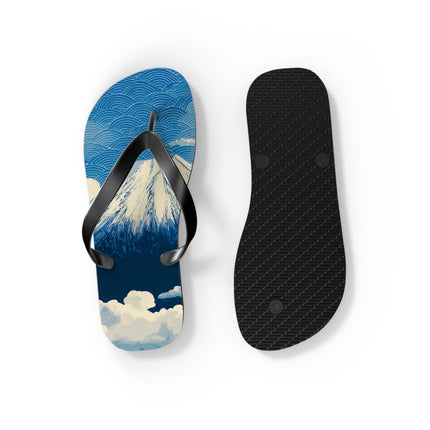 Japanese Pattern Flip Flops "Mt. Fuji in the Clouds" | Japanese-Inspired Rubber Sandals