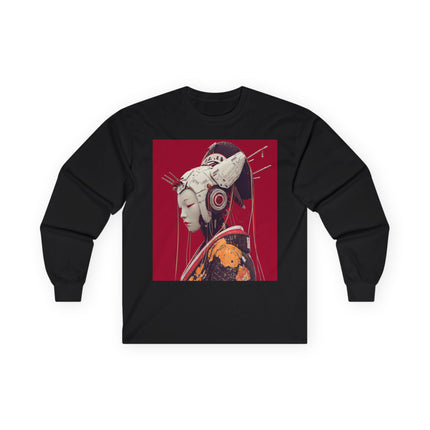 Geisha Unisex Ultra Cotton Long Sleeve Tee "Neo Serenity" | Cyber Geisha Streetwear Shirt