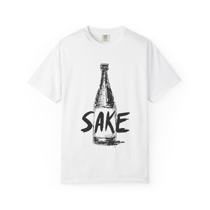 Japanese Sake Unisex Garment-Dyed T-shirt "SAKE LOVER" | Bold Hand-Drawn Bottle Graphic