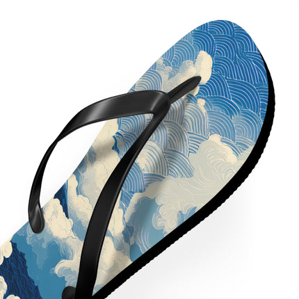 Japanese Pattern Flip Flops "Mt. Fuji in the Clouds" | Japanese-Inspired Rubber Sandals