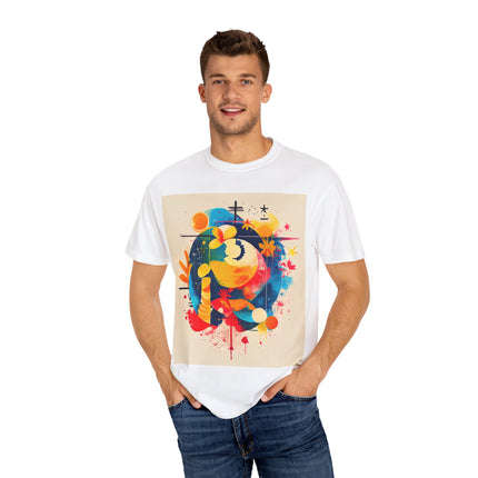 Japanese Art Unisex Garment-Dyed T-Shirt "Secret Garden Harmony" | Tranquil Japanese Abstract Art Tee
