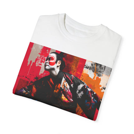 Kabuki Unisex Garment-Dyed T-shirt "Neo-Kabuki Rebellion" | Urban Fusion of Tradition & Graffiti