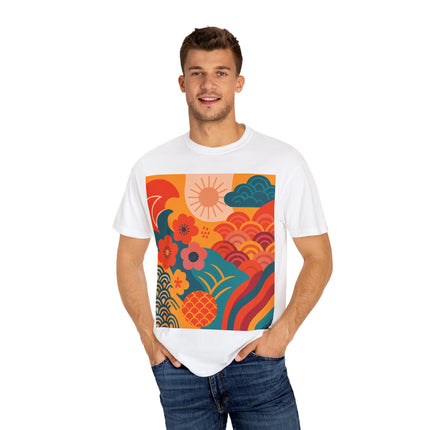 Japanese Art Unisex Garment-Dyed T-Shirt "Tokyo Brights" | Lively Japanese Abstract Art Tee