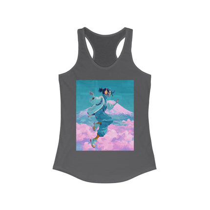 Mt.Fuji Women's Ideal Racerback Tank "Cloud Beats in Fuji Skies" | Chill Japanese Lo-fi Fashion