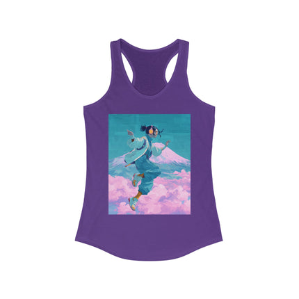 Mt.Fuji Women's Ideal Racerback Tank "Cloud Beats in Fuji Skies" | Chill Japanese Lo-fi Fashion