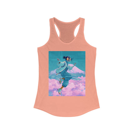 Mt.Fuji Women's Ideal Racerback Tank "Cloud Beats in Fuji Skies" | Chill Japanese Lo-fi Fashion