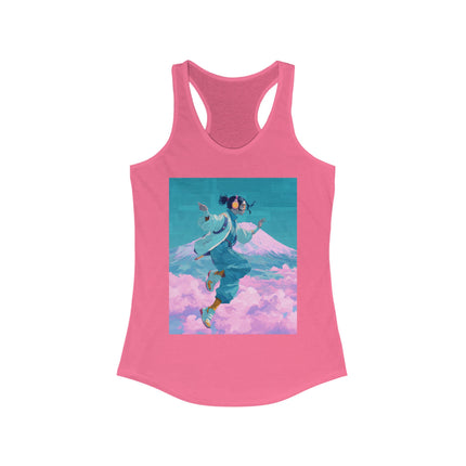 Mt.Fuji Women's Ideal Racerback Tank "Cloud Beats in Fuji Skies" | Chill Japanese Lo-fi Fashion