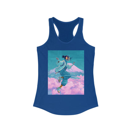 Mt.Fuji Women's Ideal Racerback Tank "Cloud Beats in Fuji Skies" | Chill Japanese Lo-fi Fashion