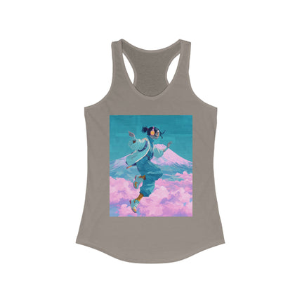 Mt.Fuji Women's Ideal Racerback Tank "Cloud Beats in Fuji Skies" | Chill Japanese Lo-fi Fashion