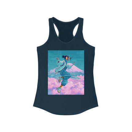 Mt.Fuji Women's Ideal Racerback Tank "Cloud Beats in Fuji Skies" | Chill Japanese Lo-fi Fashion