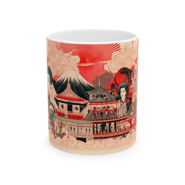 Japanese Art Ceramic Mug | Unique Gift for Tea and Coffee Lovers