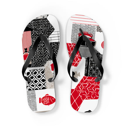 Japanese Pattern Flip Flops "Good Old Japan" | Traditional Aesthetic with Everyday Ease