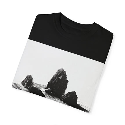 Zen Unisex Garment-Dyed T-shirt "Garden Flow" | Sumi-e × Zen × Monochrome Tee