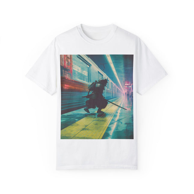 Samurai Unisex Garment-Dyed T-shirt | Japanese Cyber Train Ninja Graphic Tee